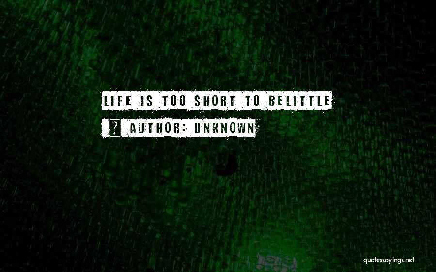 Unknown Quotes: Life Is Too Short To Belittle