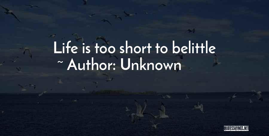 Unknown Quotes: Life Is Too Short To Belittle