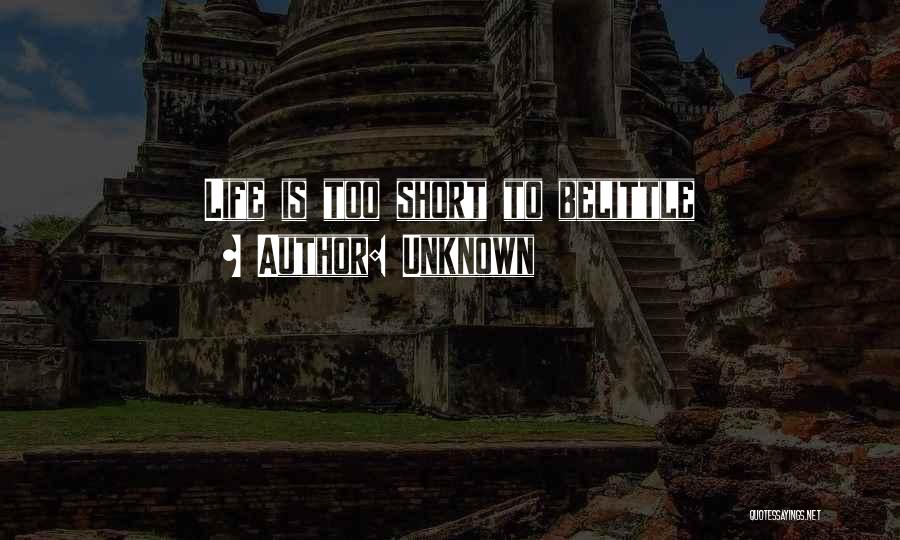 Unknown Quotes: Life Is Too Short To Belittle