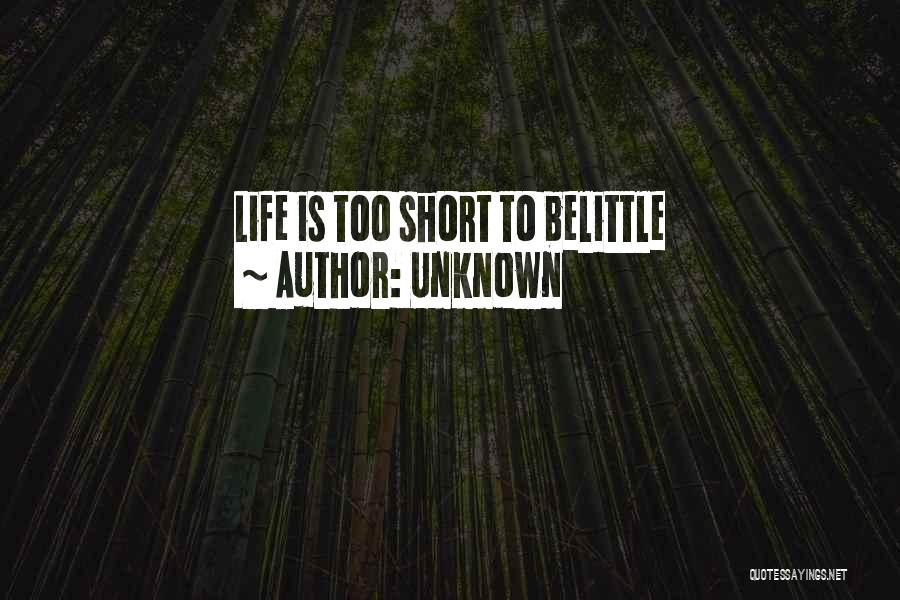 Unknown Quotes: Life Is Too Short To Belittle