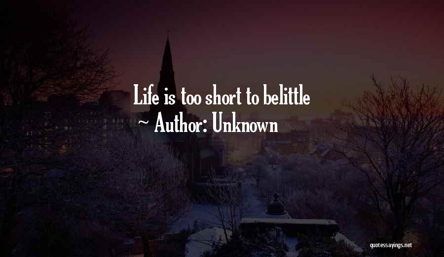 Unknown Quotes: Life Is Too Short To Belittle