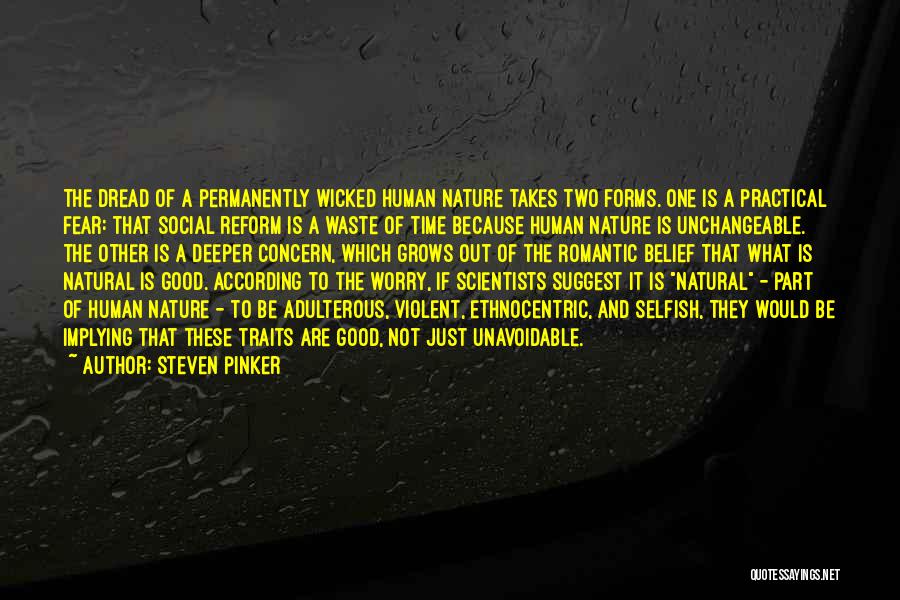 Steven Pinker Quotes: The Dread Of A Permanently Wicked Human Nature Takes Two Forms. One Is A Practical Fear: That Social Reform Is