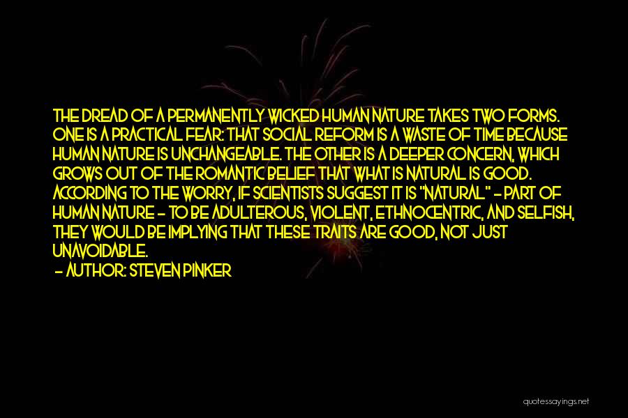 Steven Pinker Quotes: The Dread Of A Permanently Wicked Human Nature Takes Two Forms. One Is A Practical Fear: That Social Reform Is