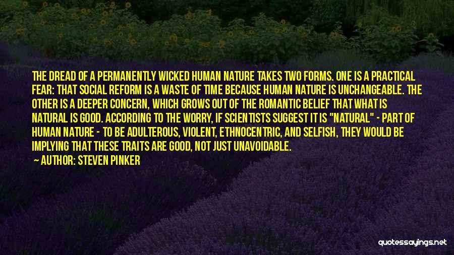 Steven Pinker Quotes: The Dread Of A Permanently Wicked Human Nature Takes Two Forms. One Is A Practical Fear: That Social Reform Is