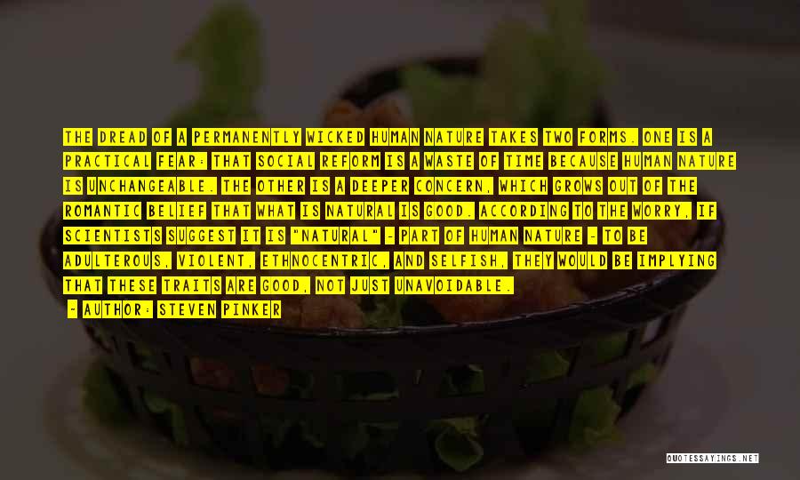 Steven Pinker Quotes: The Dread Of A Permanently Wicked Human Nature Takes Two Forms. One Is A Practical Fear: That Social Reform Is