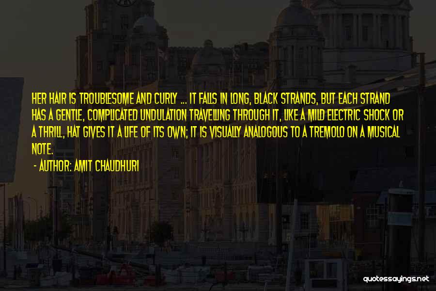 Amit Chaudhuri Quotes: Her Hair Is Troublesome And Curly ... It Falls In Long, Black Strands, But Each Strand Has A Gentle, Complicated