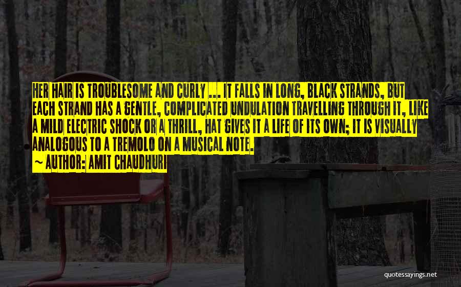 Amit Chaudhuri Quotes: Her Hair Is Troublesome And Curly ... It Falls In Long, Black Strands, But Each Strand Has A Gentle, Complicated