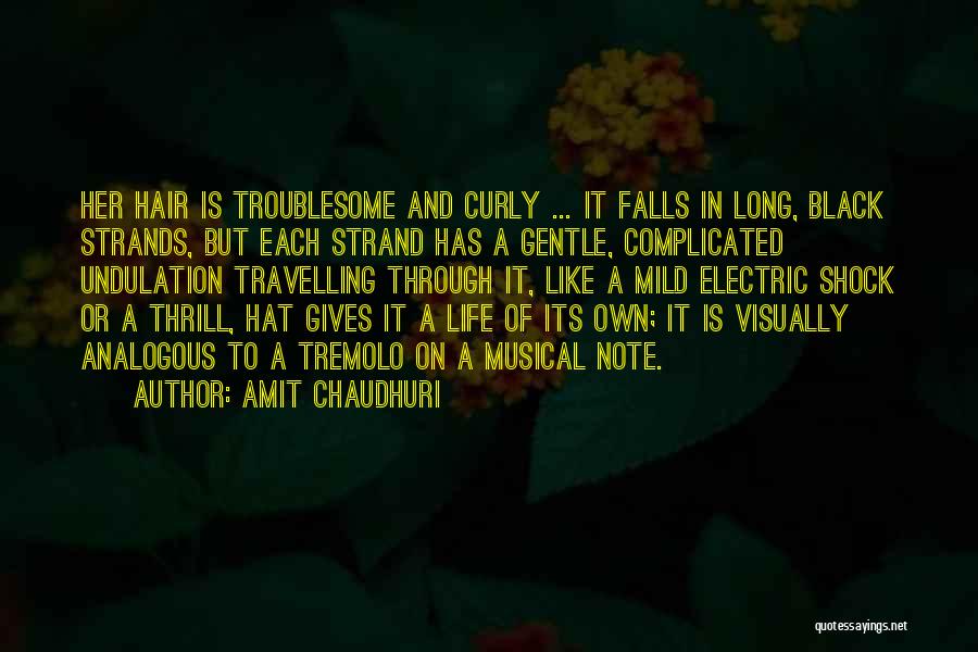 Amit Chaudhuri Quotes: Her Hair Is Troublesome And Curly ... It Falls In Long, Black Strands, But Each Strand Has A Gentle, Complicated