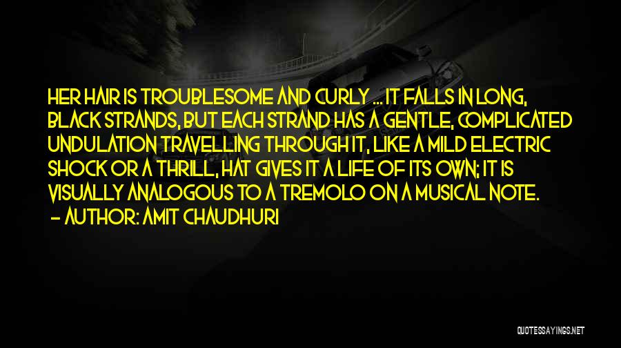 Amit Chaudhuri Quotes: Her Hair Is Troublesome And Curly ... It Falls In Long, Black Strands, But Each Strand Has A Gentle, Complicated