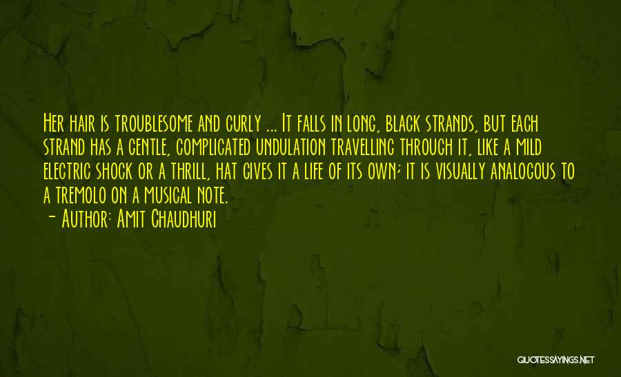 Amit Chaudhuri Quotes: Her Hair Is Troublesome And Curly ... It Falls In Long, Black Strands, But Each Strand Has A Gentle, Complicated