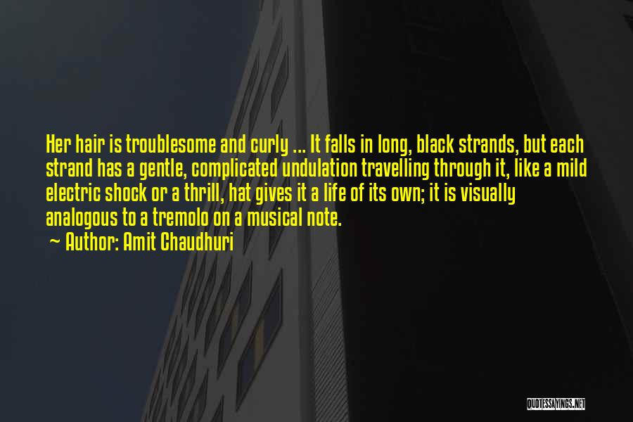 Amit Chaudhuri Quotes: Her Hair Is Troublesome And Curly ... It Falls In Long, Black Strands, But Each Strand Has A Gentle, Complicated