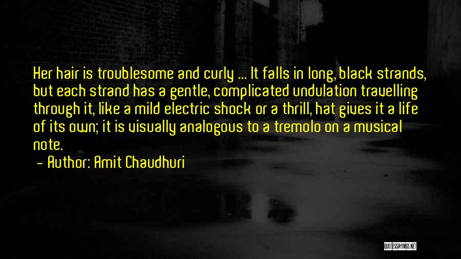 Amit Chaudhuri Quotes: Her Hair Is Troublesome And Curly ... It Falls In Long, Black Strands, But Each Strand Has A Gentle, Complicated