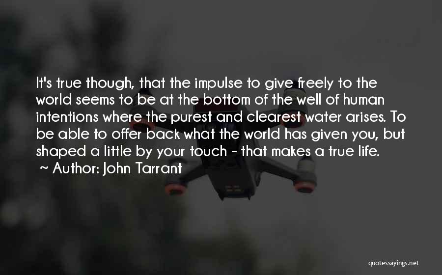 John Tarrant Quotes: It's True Though, That The Impulse To Give Freely To The World Seems To Be At The Bottom Of The