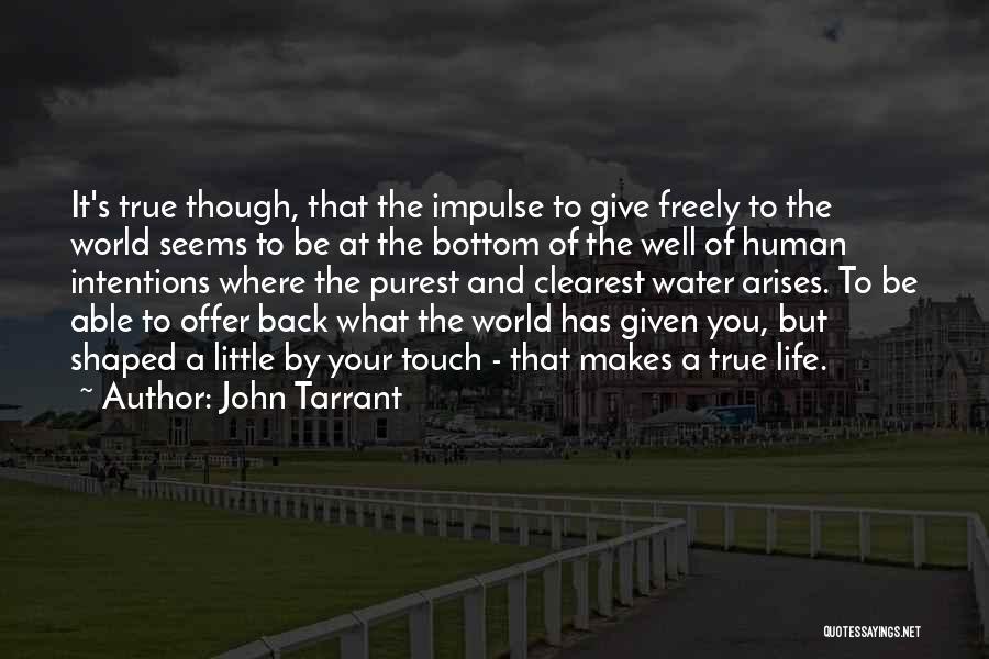 John Tarrant Quotes: It's True Though, That The Impulse To Give Freely To The World Seems To Be At The Bottom Of The