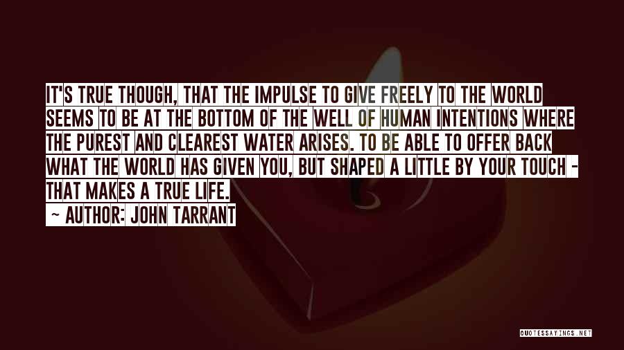 John Tarrant Quotes: It's True Though, That The Impulse To Give Freely To The World Seems To Be At The Bottom Of The