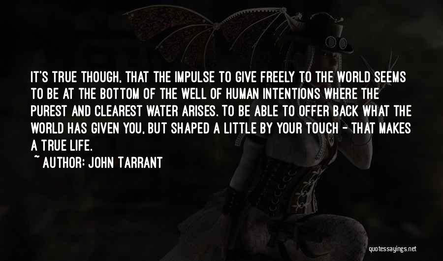 John Tarrant Quotes: It's True Though, That The Impulse To Give Freely To The World Seems To Be At The Bottom Of The