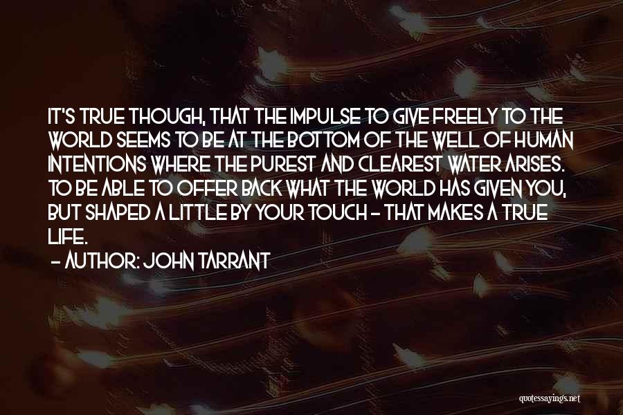 John Tarrant Quotes: It's True Though, That The Impulse To Give Freely To The World Seems To Be At The Bottom Of The