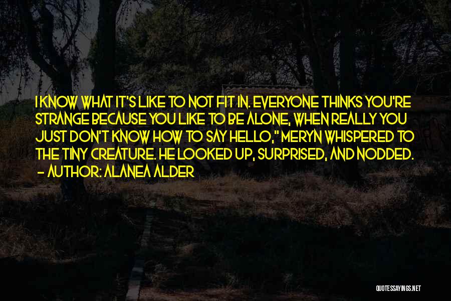 Alanea Alder Quotes: I Know What It's Like To Not Fit In. Everyone Thinks You're Strange Because You Like To Be Alone, When