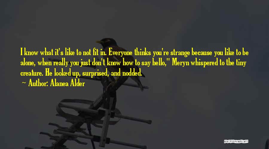 Alanea Alder Quotes: I Know What It's Like To Not Fit In. Everyone Thinks You're Strange Because You Like To Be Alone, When