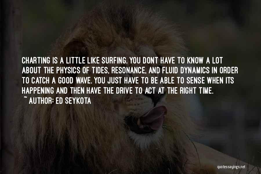 Ed Seykota Quotes: Charting Is A Little Like Surfing. You Dont Have To Know A Lot About The Physics Of Tides, Resonance, And