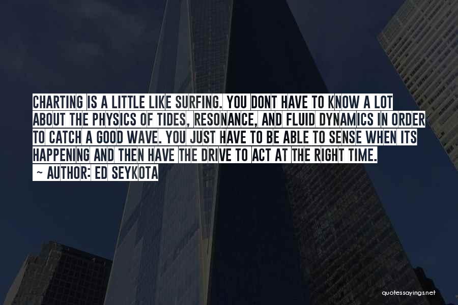 Ed Seykota Quotes: Charting Is A Little Like Surfing. You Dont Have To Know A Lot About The Physics Of Tides, Resonance, And