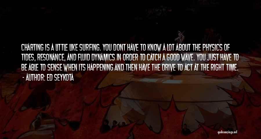 Ed Seykota Quotes: Charting Is A Little Like Surfing. You Dont Have To Know A Lot About The Physics Of Tides, Resonance, And