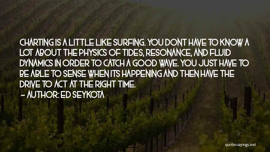 Ed Seykota Quotes: Charting Is A Little Like Surfing. You Dont Have To Know A Lot About The Physics Of Tides, Resonance, And