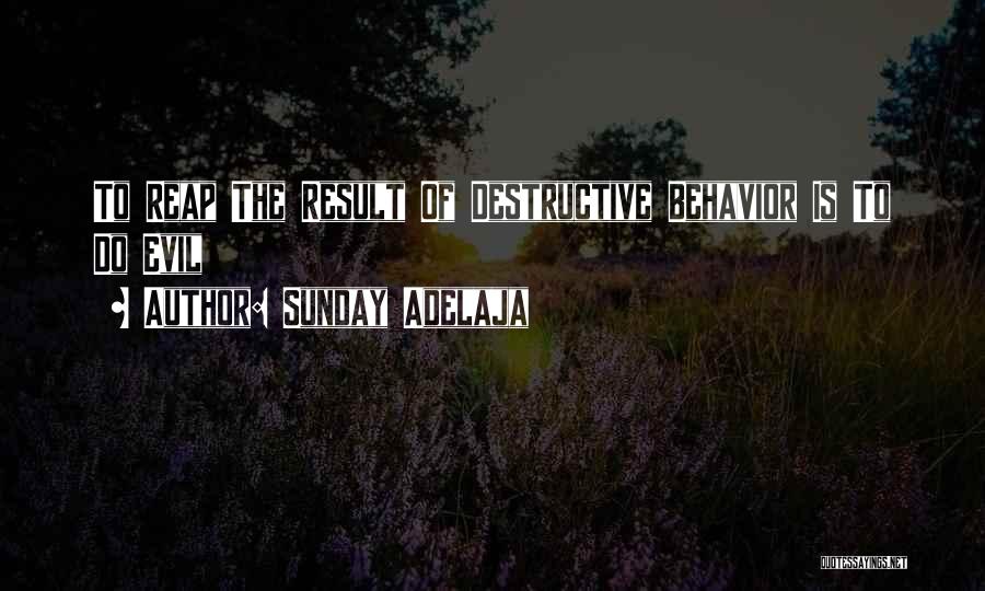 Sunday Adelaja Quotes: To Reap The Result Of Destructive Behavior Is To Do Evil