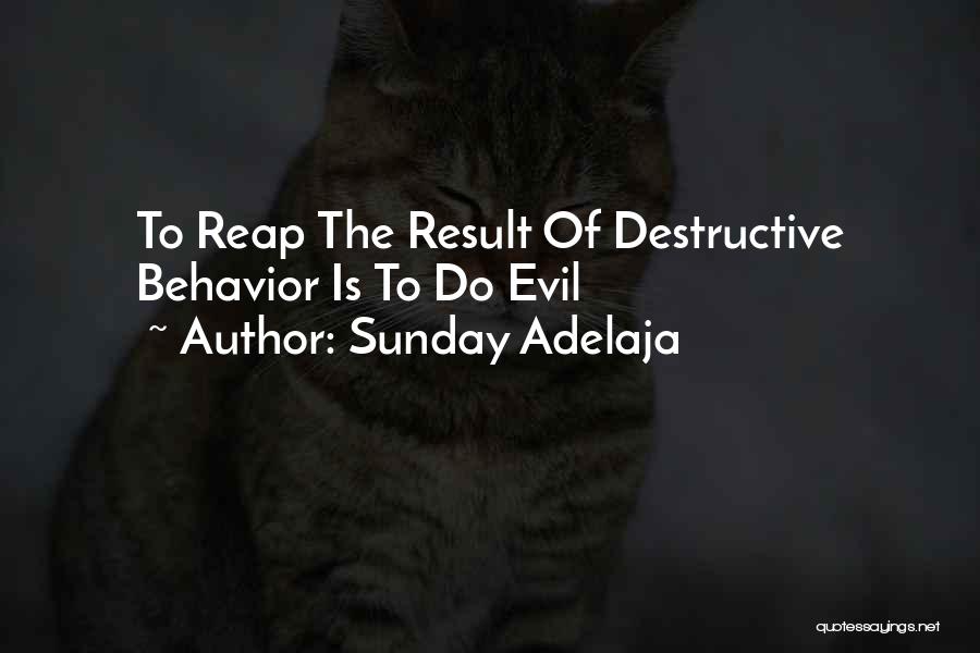 Sunday Adelaja Quotes: To Reap The Result Of Destructive Behavior Is To Do Evil