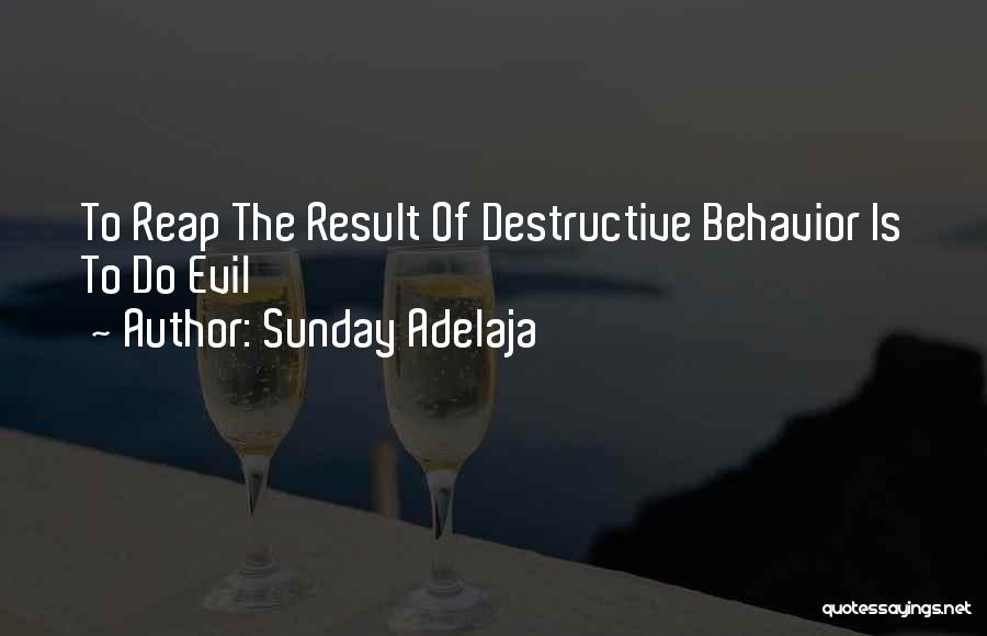 Sunday Adelaja Quotes: To Reap The Result Of Destructive Behavior Is To Do Evil