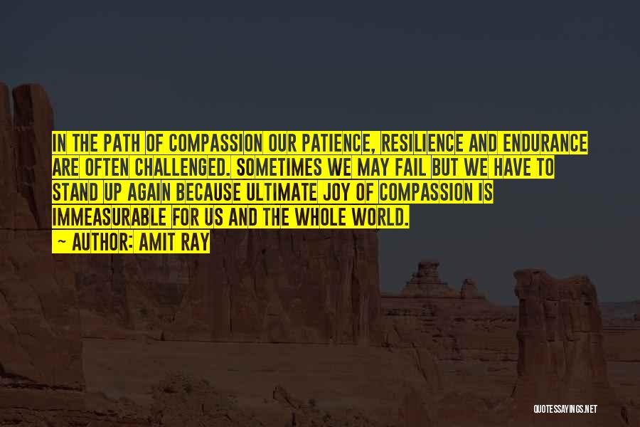 Amit Ray Quotes: In The Path Of Compassion Our Patience, Resilience And Endurance Are Often Challenged. Sometimes We May Fail But We Have