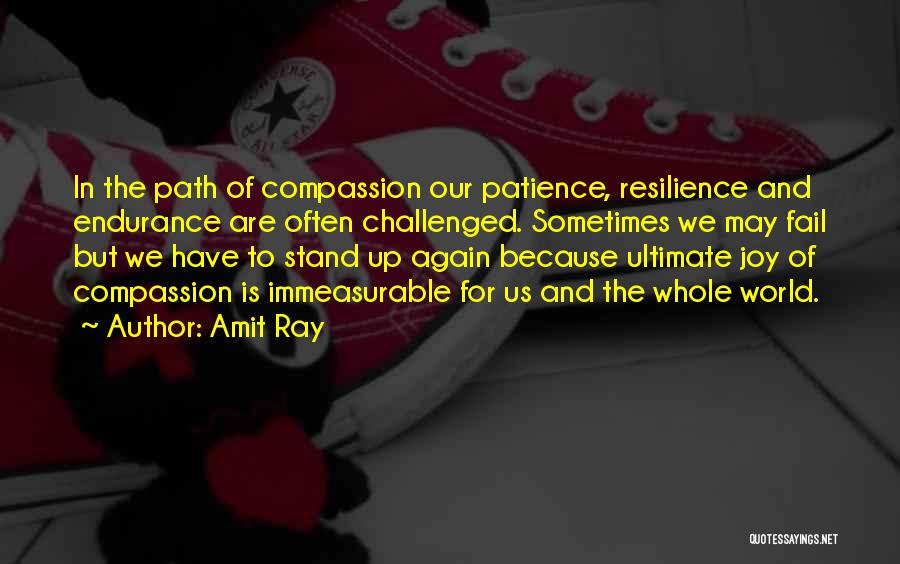 Amit Ray Quotes: In The Path Of Compassion Our Patience, Resilience And Endurance Are Often Challenged. Sometimes We May Fail But We Have
