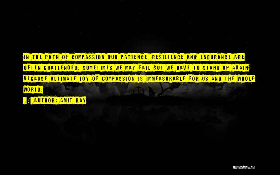 Amit Ray Quotes: In The Path Of Compassion Our Patience, Resilience And Endurance Are Often Challenged. Sometimes We May Fail But We Have