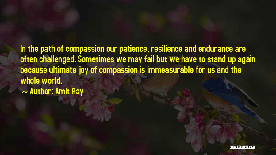 Amit Ray Quotes: In The Path Of Compassion Our Patience, Resilience And Endurance Are Often Challenged. Sometimes We May Fail But We Have