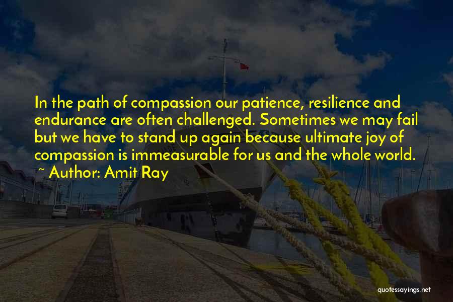 Amit Ray Quotes: In The Path Of Compassion Our Patience, Resilience And Endurance Are Often Challenged. Sometimes We May Fail But We Have