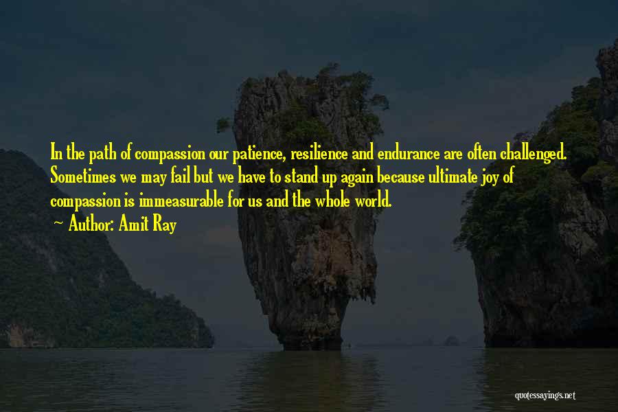 Amit Ray Quotes: In The Path Of Compassion Our Patience, Resilience And Endurance Are Often Challenged. Sometimes We May Fail But We Have