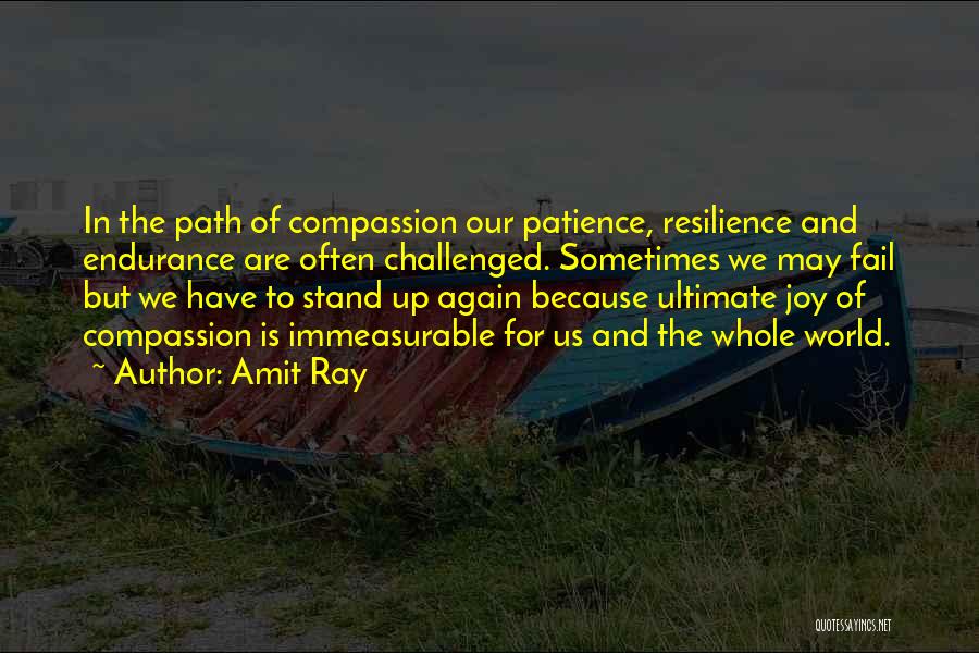 Amit Ray Quotes: In The Path Of Compassion Our Patience, Resilience And Endurance Are Often Challenged. Sometimes We May Fail But We Have