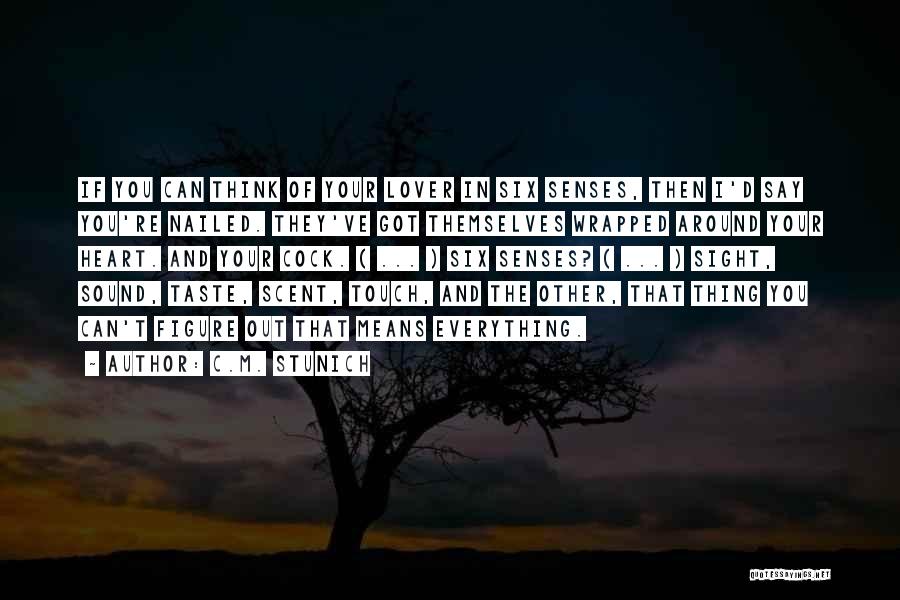 C.M. Stunich Quotes: If You Can Think Of Your Lover In Six Senses, Then I'd Say You're Nailed. They've Got Themselves Wrapped Around