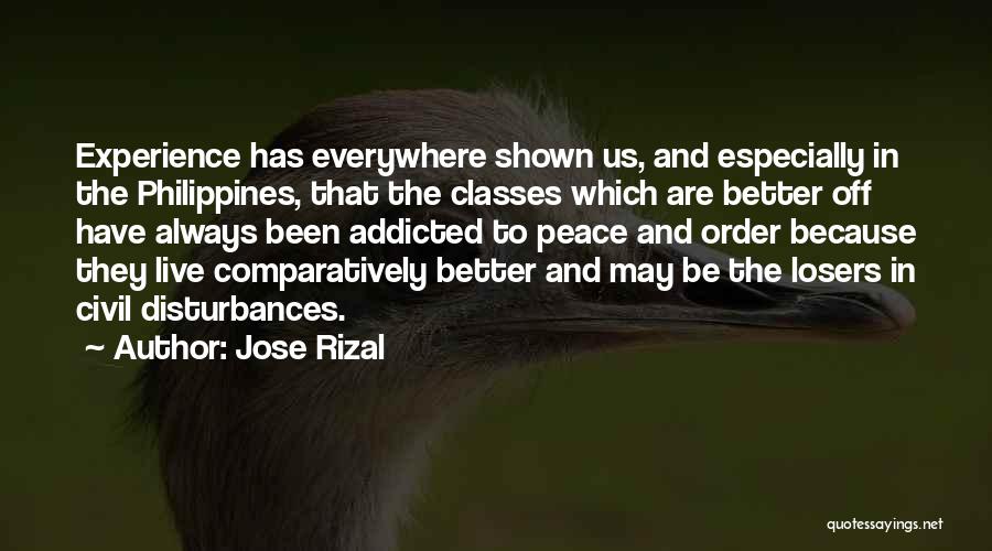 Jose Rizal Quotes: Experience Has Everywhere Shown Us, And Especially In The Philippines, That The Classes Which Are Better Off Have Always Been