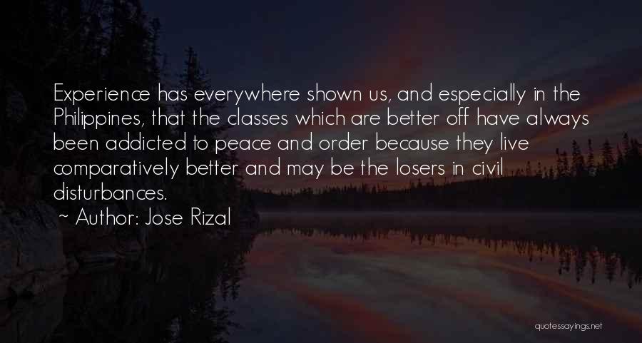 Jose Rizal Quotes: Experience Has Everywhere Shown Us, And Especially In The Philippines, That The Classes Which Are Better Off Have Always Been