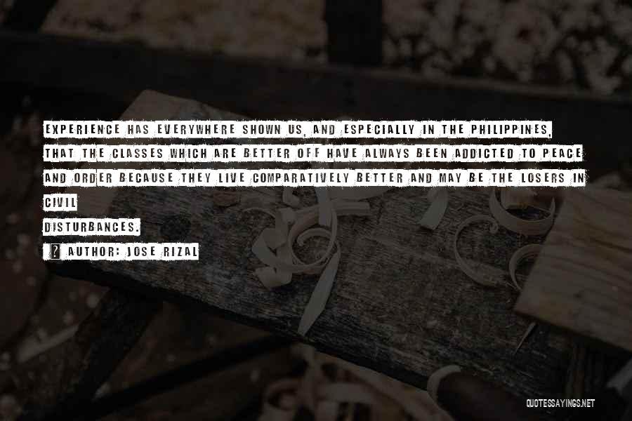 Jose Rizal Quotes: Experience Has Everywhere Shown Us, And Especially In The Philippines, That The Classes Which Are Better Off Have Always Been