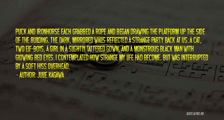 Julie Kagawa Quotes: Puck And Ironhorse Each Grabbed A Rope And Began Drawing The Platform Up The Side Of The Building. The Dark,