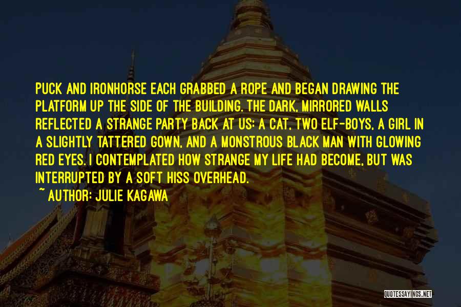 Julie Kagawa Quotes: Puck And Ironhorse Each Grabbed A Rope And Began Drawing The Platform Up The Side Of The Building. The Dark,