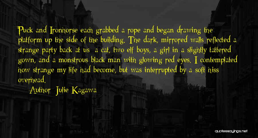 Julie Kagawa Quotes: Puck And Ironhorse Each Grabbed A Rope And Began Drawing The Platform Up The Side Of The Building. The Dark,