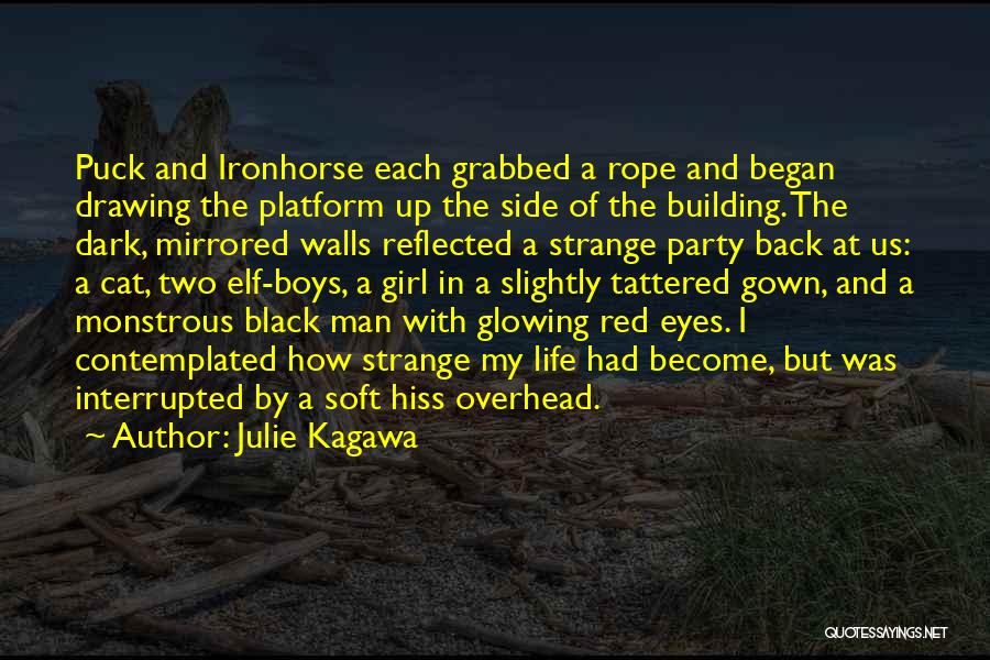 Julie Kagawa Quotes: Puck And Ironhorse Each Grabbed A Rope And Began Drawing The Platform Up The Side Of The Building. The Dark,