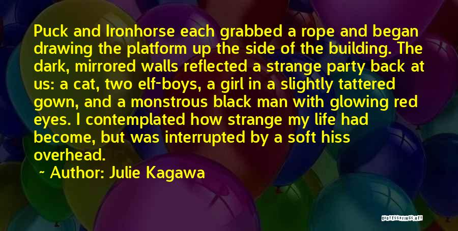 Julie Kagawa Quotes: Puck And Ironhorse Each Grabbed A Rope And Began Drawing The Platform Up The Side Of The Building. The Dark,