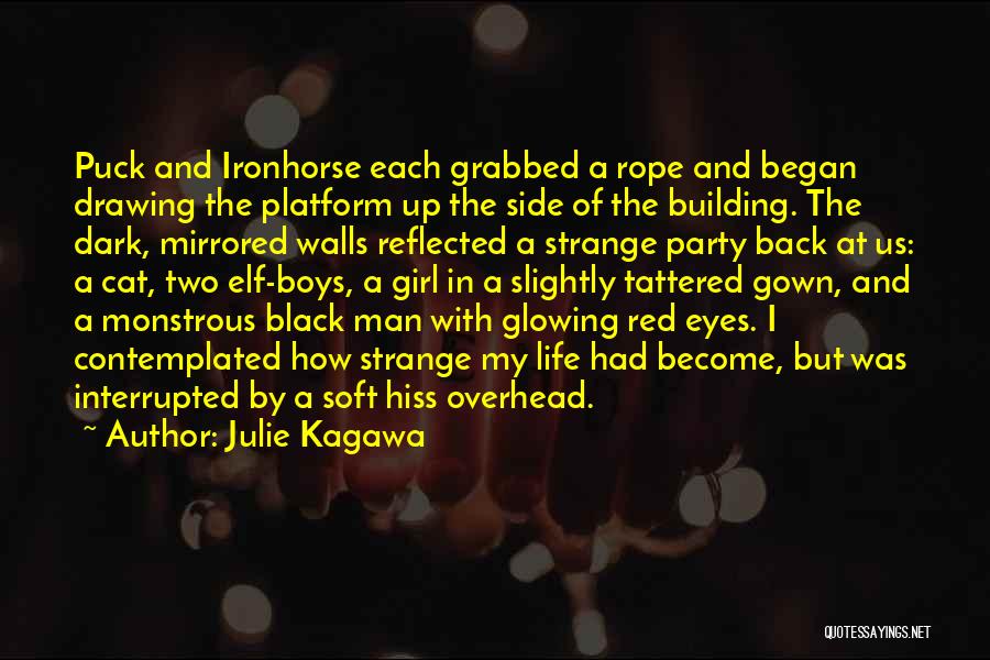 Julie Kagawa Quotes: Puck And Ironhorse Each Grabbed A Rope And Began Drawing The Platform Up The Side Of The Building. The Dark,