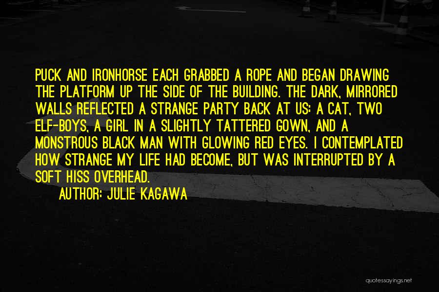 Julie Kagawa Quotes: Puck And Ironhorse Each Grabbed A Rope And Began Drawing The Platform Up The Side Of The Building. The Dark,