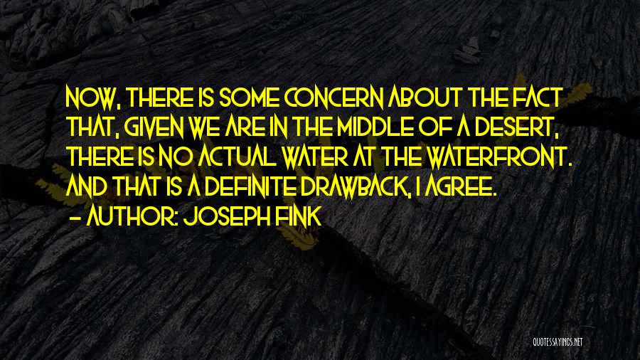 Joseph Fink Quotes: Now, There Is Some Concern About The Fact That, Given We Are In The Middle Of A Desert, There Is