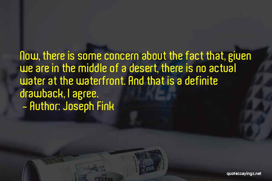 Joseph Fink Quotes: Now, There Is Some Concern About The Fact That, Given We Are In The Middle Of A Desert, There Is